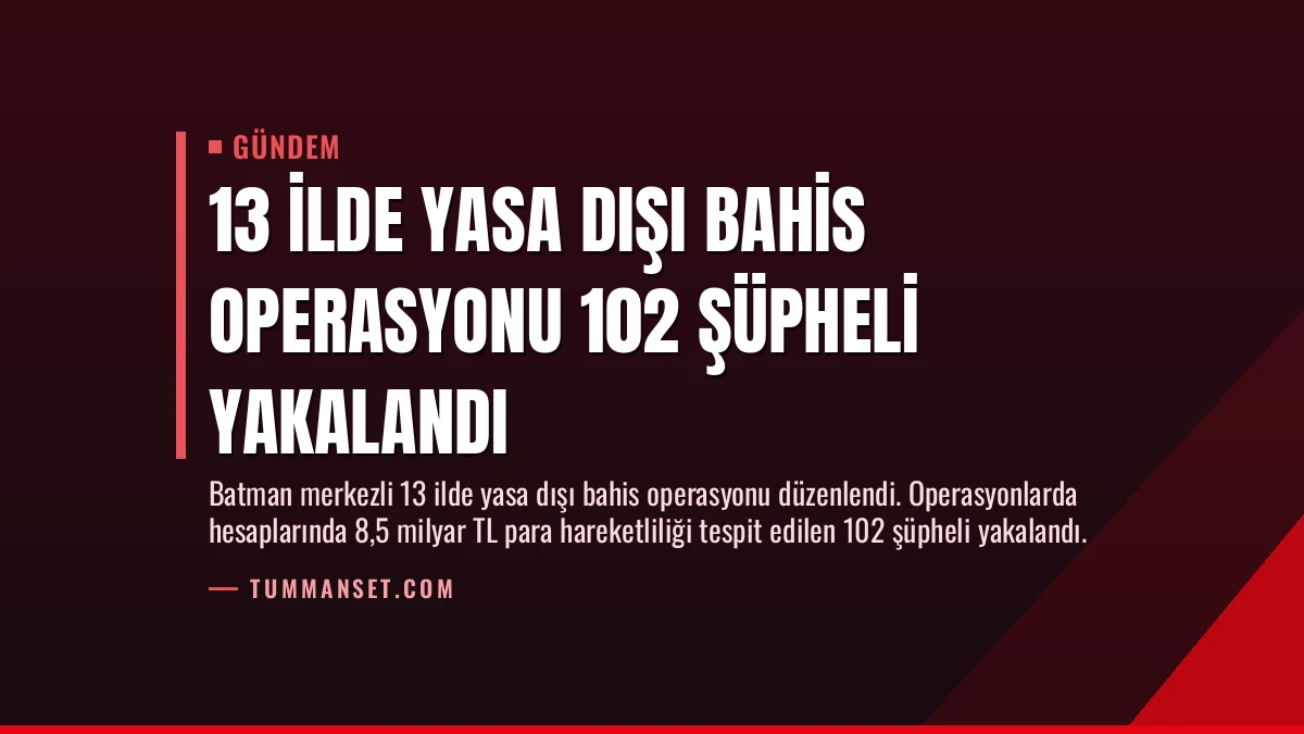 13 İlde Yasa Dışı Bahis Operasyonu 102 Şüpheli Yakalandı