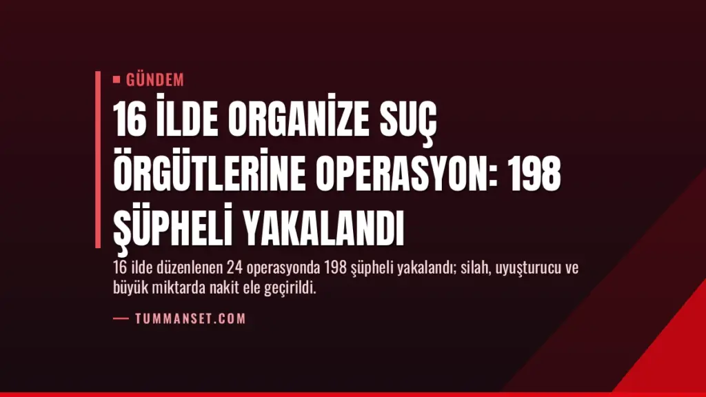 16 İlde Organize Suç Örgütlerine Operasyon: 198 Şüpheli Yakalandı