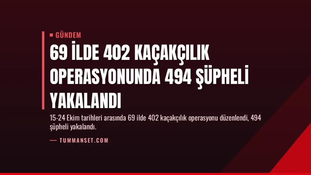 69 İlde 402 Kaçakçılık Operasyonunda 494 Şüpheli Yakalandı