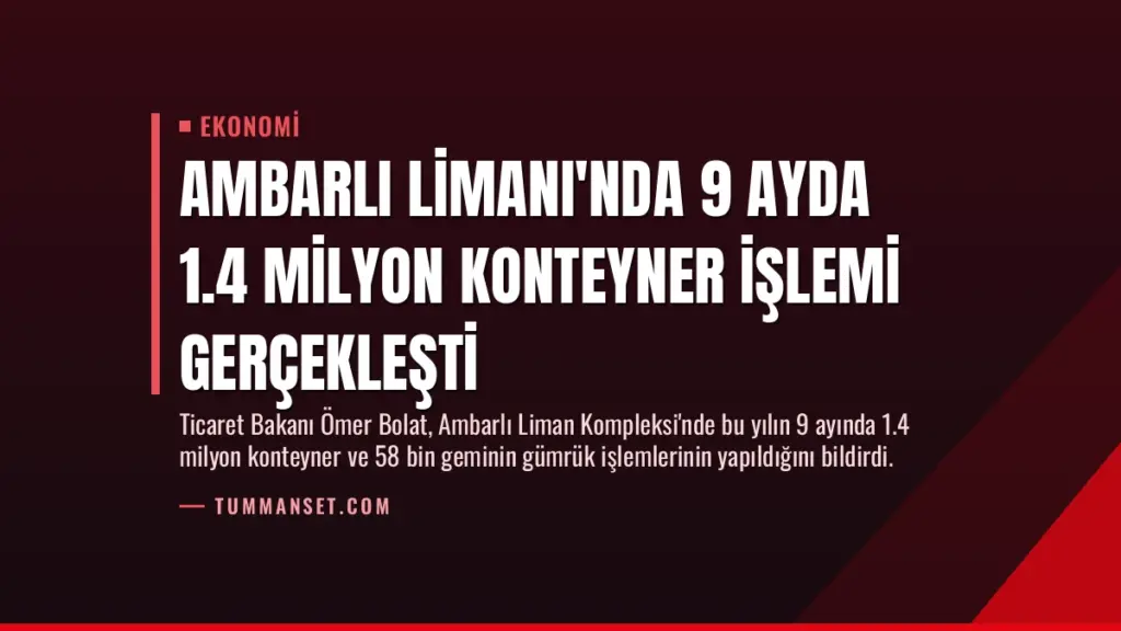 Ambarlı Limanı'nda 9 Ayda 1.4 Milyon Konteyner İşlemi Gerçekleşti