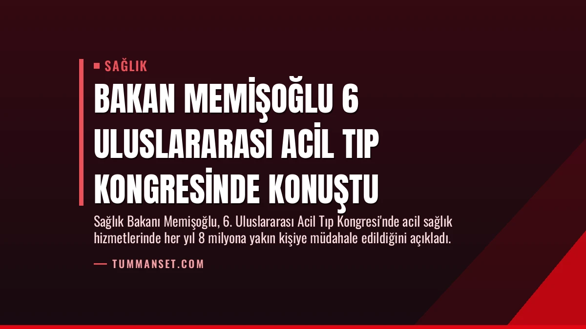 Bakan Memişoğlu 6 Uluslararası Acil Tıp Kongresinde Konuştu