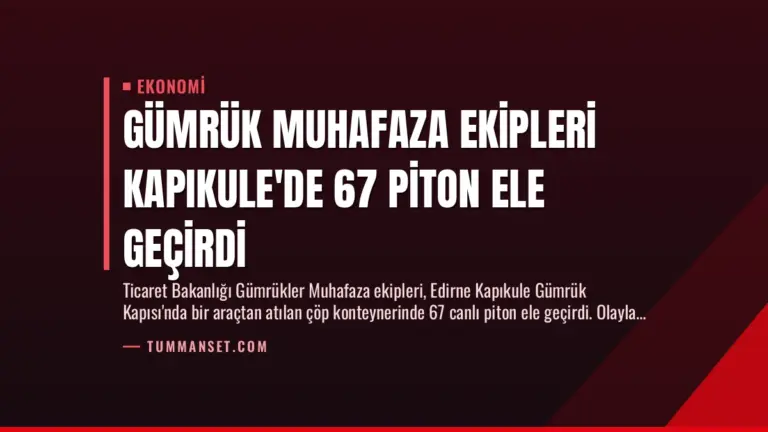 Gümrük Muhafaza Ekipleri Kapıkule’de 67 Piton Ele Geçirdi