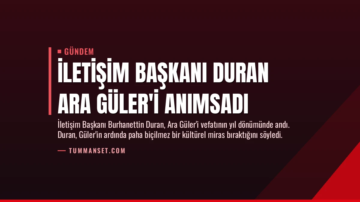 İletişim Başkanı Duran Ara Güler’i Anımsadı