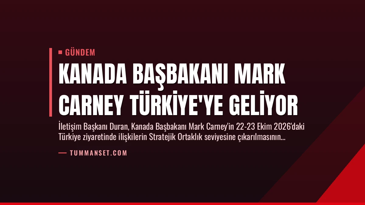 Kanada Başbakanı Mark Carney Türkiye’ye Geliyor