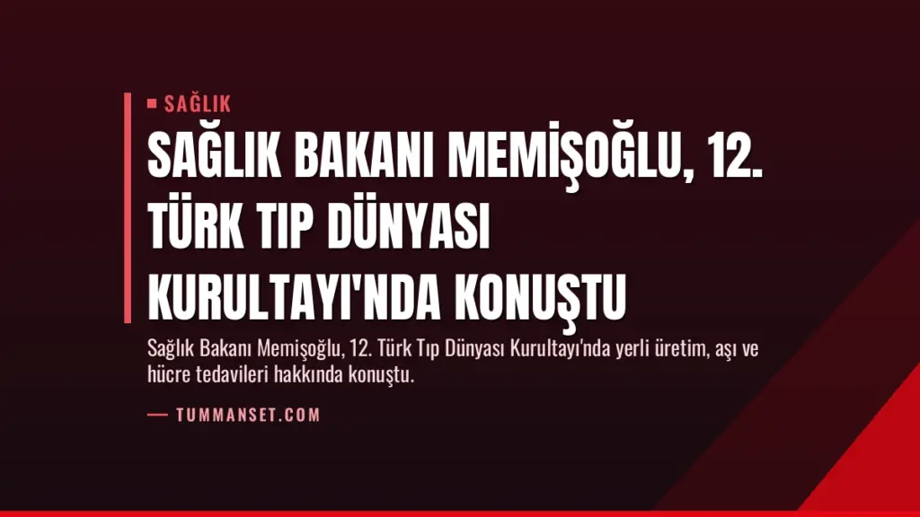 Sağlık Bakanı Memişoğlu, 12. Türk Tıp Dünyası Kurultayı'nda Konuştu