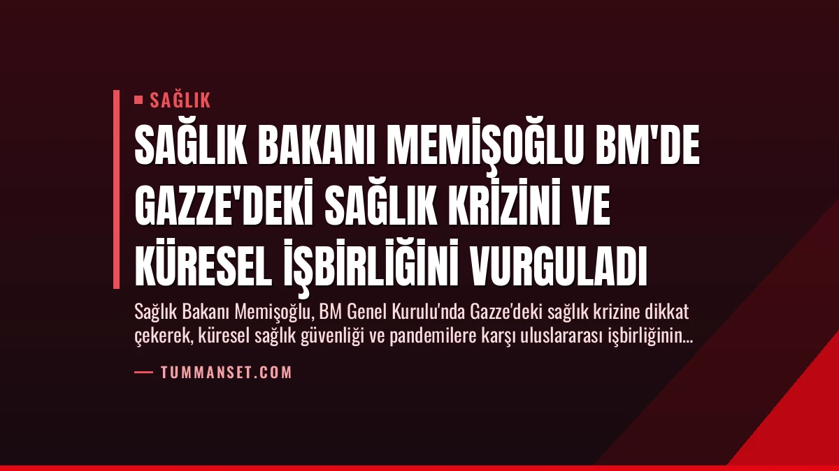 Sağlık Bakanı Memişoğlu BM’de Gazze’deki Sağlık Krizini ve Küresel İşbirliğini Vurguladı