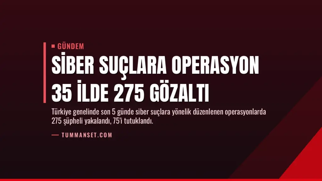 Siber Suçlara Operasyon 35 İlde 275 Gözaltı