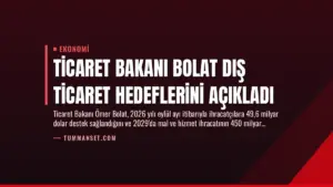 Ticaret Bakanı Bolat Dış Ticaret Hedeflerini Açıkladı