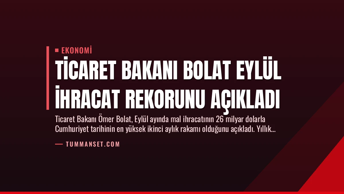 Ticaret Bakanı Bolat Eylül İhracat Rekorunu Açıkladı