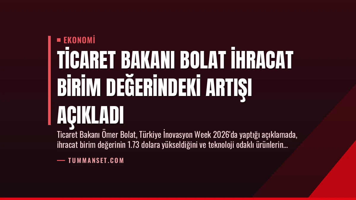 Ticaret Bakanı Bolat İhracat Birim Değerindeki Artışı Açıkladı
